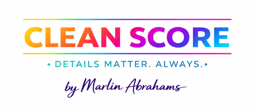 CLEAN SCORE logo — Details Matter. Always. by Marlin Abrahams